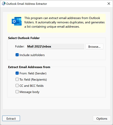 Outlook Email Address Extractor software
